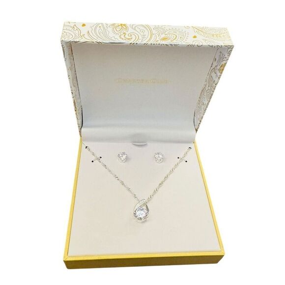 NWT Charter Club Cubic Zirconia Necklace With Earrings - Picture 1 of 6